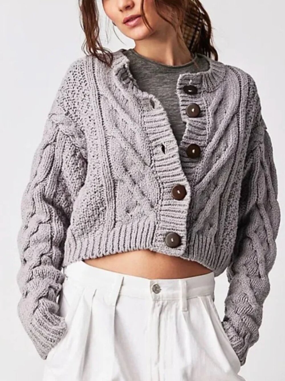 ✨ SALE BEST Free People Bonfire Cardi Stone Grey Medium